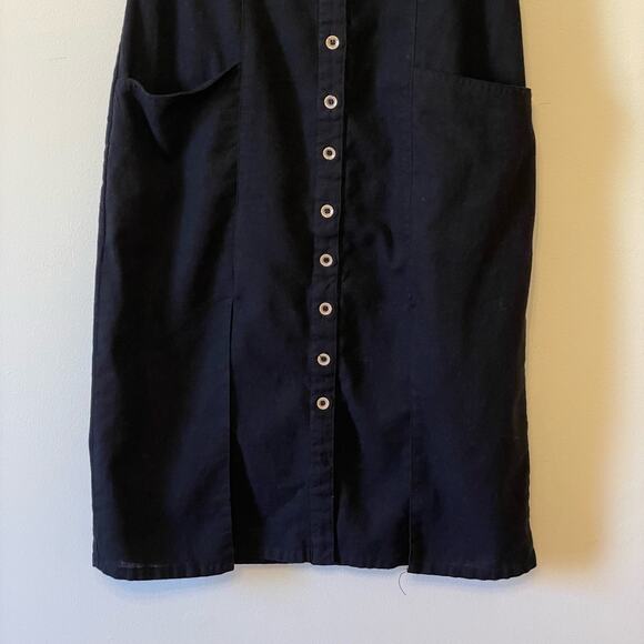 Hem & Thread S black cocktail academia bodycon dress button up party pockets - Picture 3 of 7